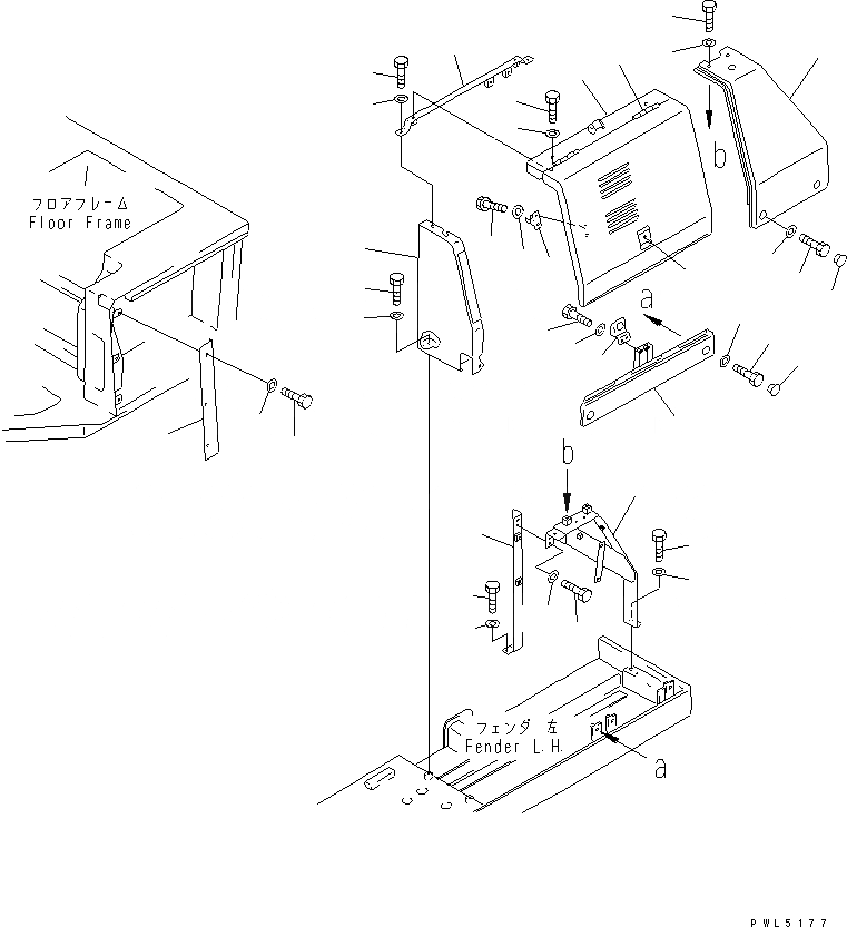 Схема запчастей Komatsu D85P-21-E - КОНДИЦ. И КРЫШКА АККУМУЛЯТОРА ЧАСТИ КОРПУСА