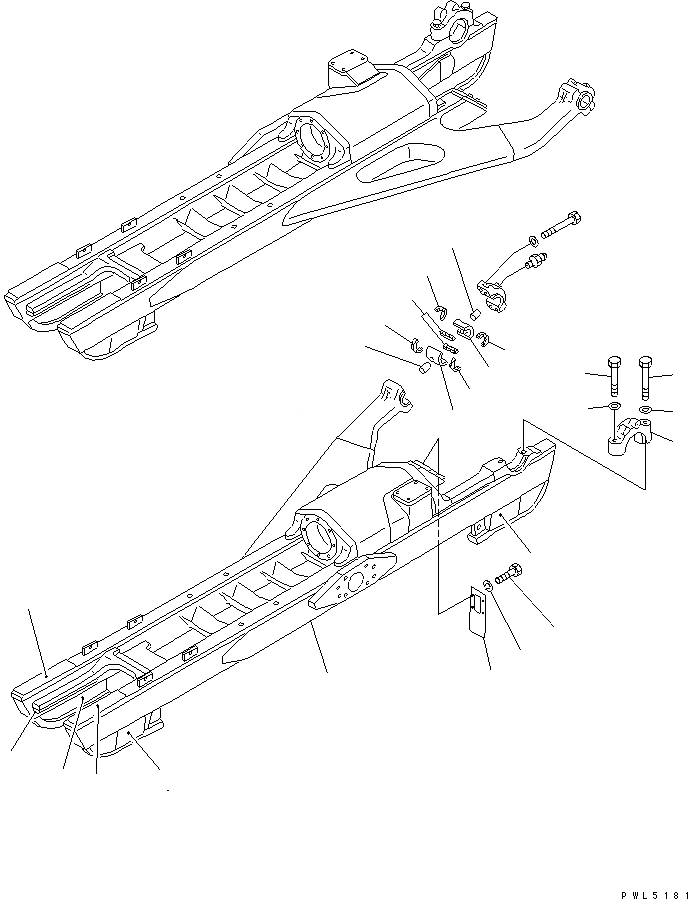 Схема запчастей Komatsu D85P-21-E - ГУСЕНИЧНАЯ РАМА (ЛЕВ.) ГУСЕНИЦЫ