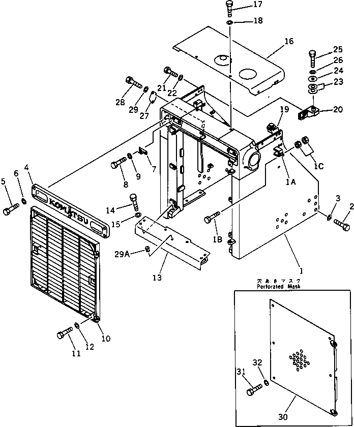 Схема запчастей Komatsu D85P-21 - ЗАЩИТА РАДИАТОРА(№-) ЧАСТИ КОРПУСА
