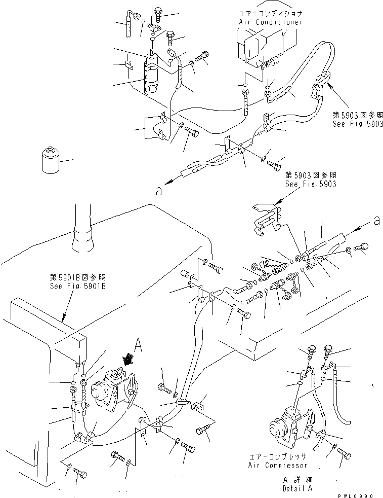 Схема запчастей Komatsu D85P-21 - СИСТЕМА ТРУБ ОХЛАЖДЕНИЯ(№-) ЧАСТИ КОРПУСА