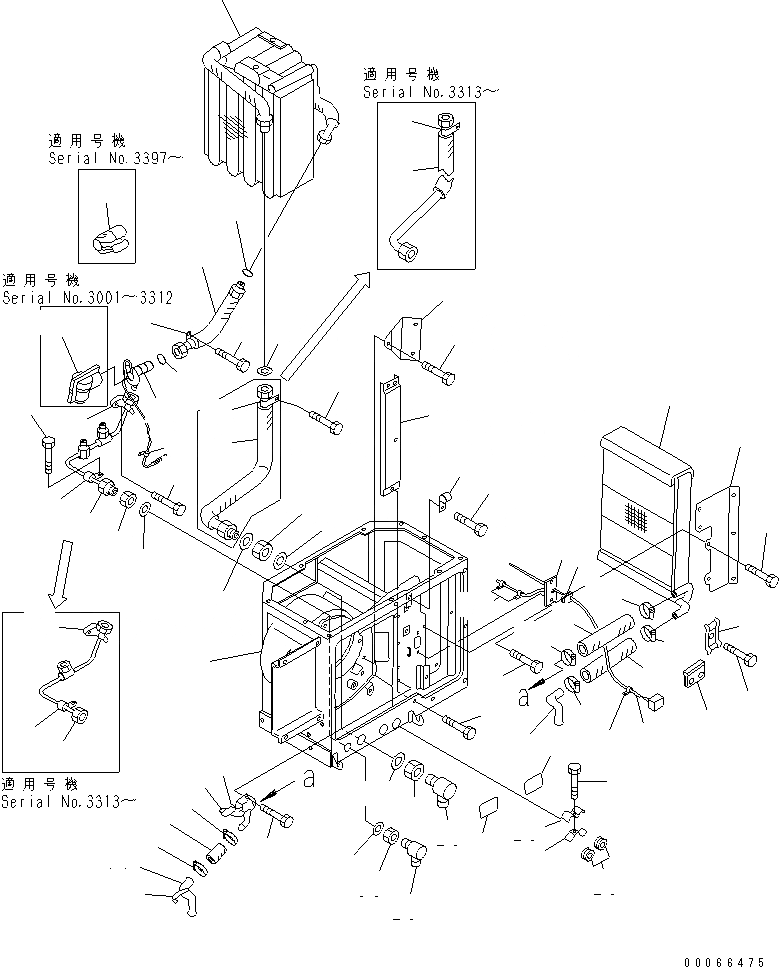 Схема запчастей Komatsu D85P-21 - БЛОК КОНДИЦИОНЕРА (/)(№-) ЧАСТИ КОРПУСА