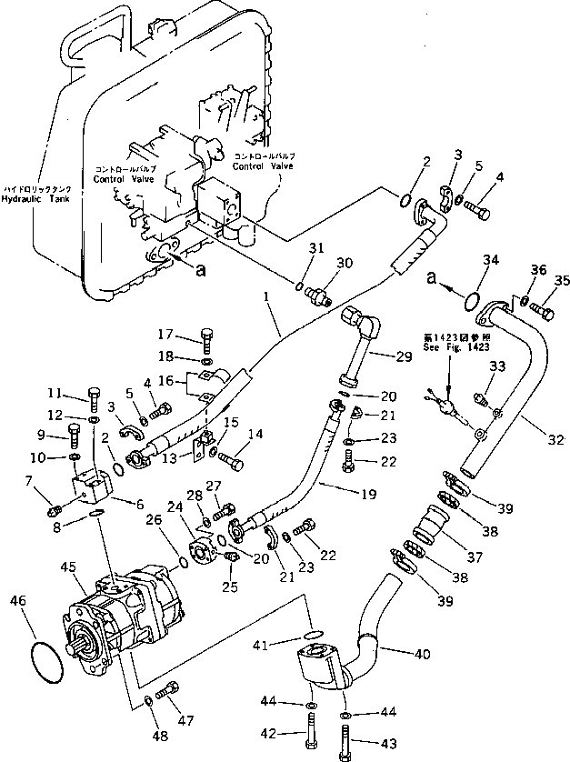 Схема запчастей Komatsu D85P-21A - ГИДРОЛИНИЯ (ИЗ БАКА В НАСОС) (С СКРЕППЕР)(№-) УПРАВЛ-Е РАБОЧИМ ОБОРУДОВАНИЕМ