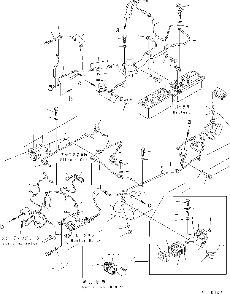 Схема запчастей Komatsu D85P-21-EP - АККУМУЛЯТОР КАБЕЛЬ И РЕЛЕ ЧАСТИ КОРПУСА