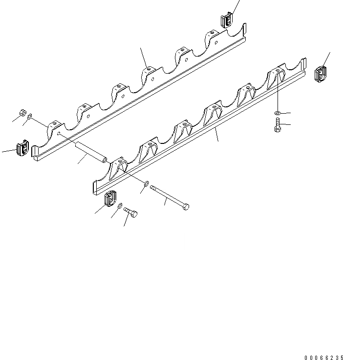 Схема запчастей Komatsu D85PX-15E0 - ЗАЩИТА ОПОРНЫХ КАТКОВ (ПРАВ.)(№-) ХОДОВАЯ