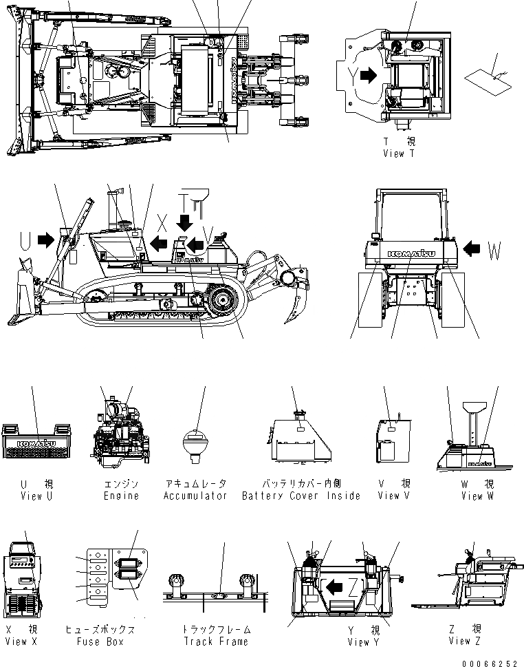 Схема запчастей Komatsu D85PX-15E0 - МАРКИРОВКА (БЕЗ КАБИНЫ) (АНГЛ.)(№-) МАРКИРОВКА