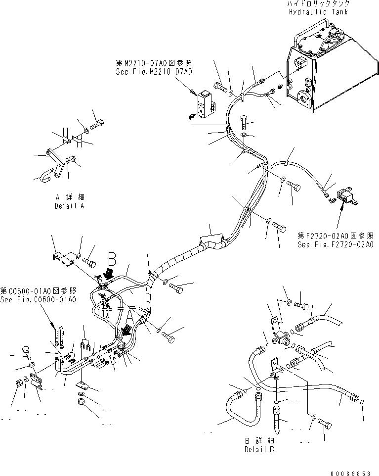 Схема запчастей Komatsu D85PX-15 - ЛИНИИ МАСЛООХЛАДИТЕЛЯ(№7-) СИСТЕМА ОХЛАЖДЕНИЯ