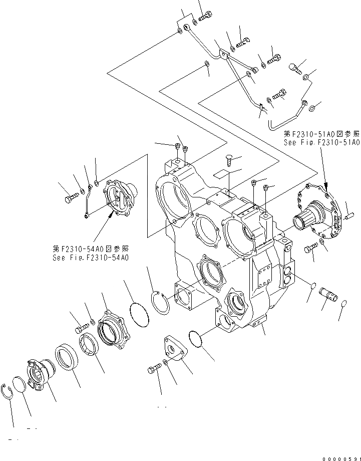 Схема запчастей Komatsu D85PX-15 - ГИДРОТРАНСФОРМАТОР (КОРПУС) СИЛОВАЯ ПЕРЕДАЧА И КОНЕЧНАЯ ПЕРЕДАЧА