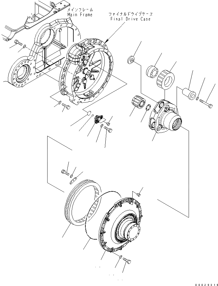 Схема запчастей Komatsu D85PX-15 - КОНЕЧНАЯ ПЕРЕДАЧА (НЕСУЩИЙ ЭЛЕМЕНТ И COVER) (ЛЕВ.) СИЛОВАЯ ПЕРЕДАЧА И КОНЕЧНАЯ ПЕРЕДАЧА