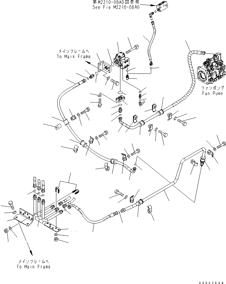 Схема запчастей Komatsu D85PX-15 - ПРИВОД ВЕНТИЛЯТОРА ЛИНИЯ ПОДАЧИ ГИДРАВЛИКА