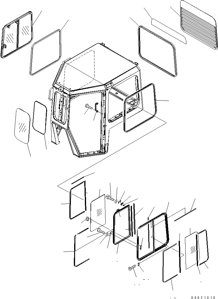 Схема запчастей Komatsu D85PX-15 - КАБИНА (ОКОНН. СТЕКЛА И РАМА)(ЗАДН. СТЕКЛА С ПОДОГРЕВED ЛИНИЯ)(ДЛЯ СТРАН ЕС) КАБИНА ОПЕРАТОРА И СИСТЕМА УПРАВЛЕНИЯ