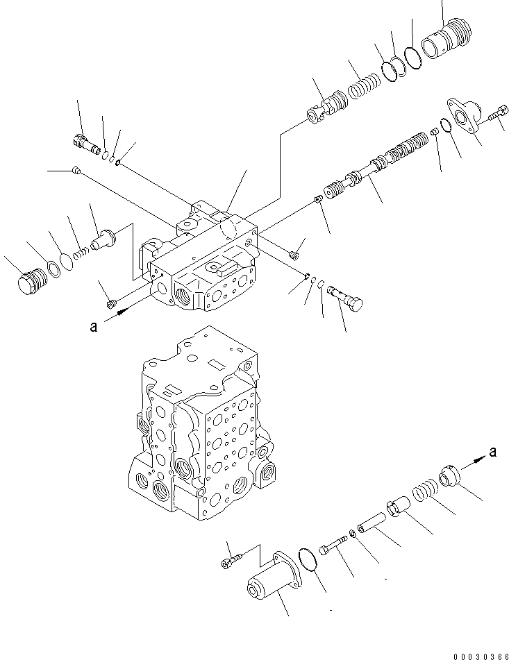 Схема запчастей Komatsu D85PX-15 - УПРАВЛЯЮЩ. КЛАПАН (4-Х СЕКЦИОНН.) (7/8) ОСНОВН. КОМПОНЕНТЫ И РЕМКОМПЛЕКТЫ