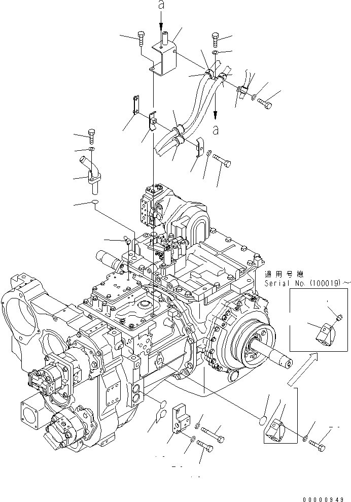 Схема запчастей Komatsu D85PX-15 - СИЛОВАЯ ЛИНИЯ (ТРУБЫ И КОРПУС) СИЛОВАЯ ПЕРЕДАЧА И КОНЕЧНАЯ ПЕРЕДАЧА