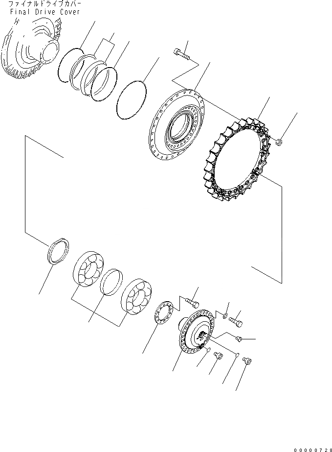 Схема запчастей Komatsu D85PX-15 - КОНЕЧНАЯ ПЕРЕДАЧА (/) (ЛЕВ. И ПРАВ.) СИЛОВАЯ ПЕРЕДАЧА И КОНЕЧНАЯ ПЕРЕДАЧА