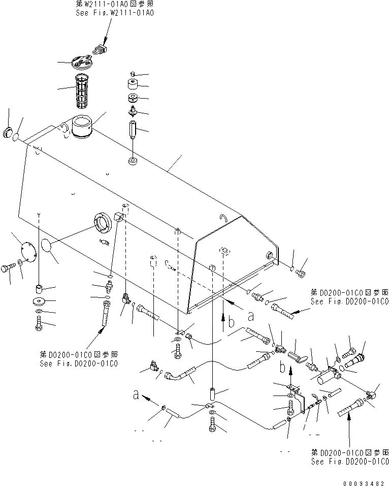 Схема запчастей Komatsu D85PX-15E0 - ТОПЛИВН. БАК.(№7-) ТОПЛИВН. БАК. AND КОМПОНЕНТЫ