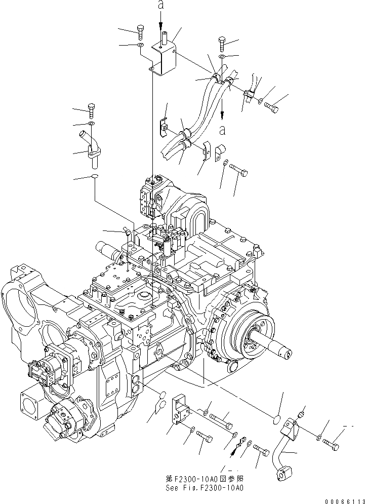 Схема запчастей Komatsu D85PX-15E0 - СИЛОВАЯ ПЕРЕДАЧА (ТРУБЫ И КОРПУС) (С ДВИГАТЕЛЬ МАСЛ. И ПОДОГРЕВАТЕЛЬ ХЛАДАГЕНТА)(№-) СИЛОВАЯ ПЕРЕДАЧА И КОНЕЧНАЯ ПЕРЕДАЧА