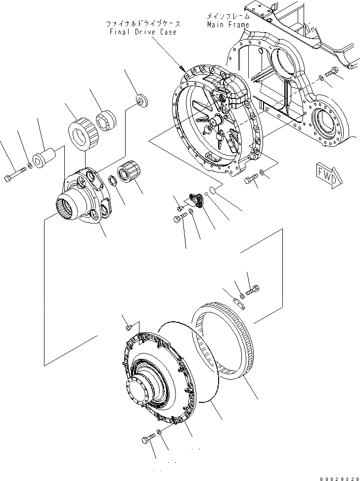 Схема запчастей Komatsu D85PX-15E0 - КОНЕЧНАЯ ПЕРЕДАЧА (НЕСУЩИЙ ЭЛЕМЕНТ И COVER) (ПРАВ.)(№-) СИЛОВАЯ ПЕРЕДАЧА И КОНЕЧНАЯ ПЕРЕДАЧА