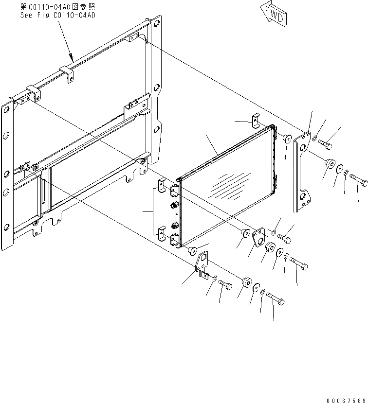 Схема запчастей Komatsu D85PX-15R - РАДИАТОР (КОНДЕНСАТОР) (С КОНДИЦИОНЕРОМ)(№-) СИСТЕМА ОХЛАЖДЕНИЯ