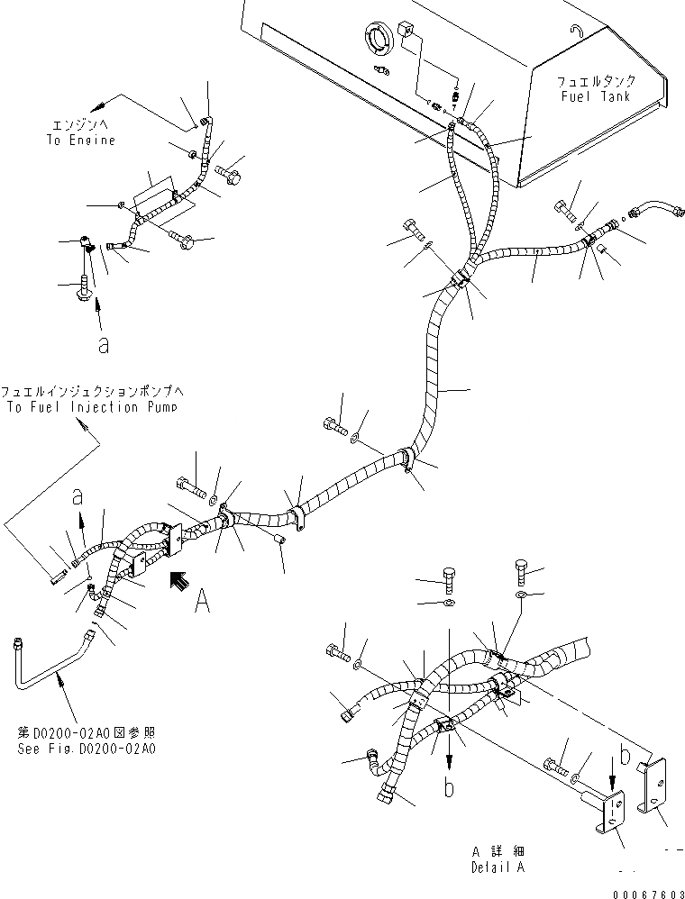 Схема запчастей Komatsu D85PX-15R - ТОПЛИВОПРОВОД.(№-) ТОПЛИВН. БАК. AND КОМПОНЕНТЫ