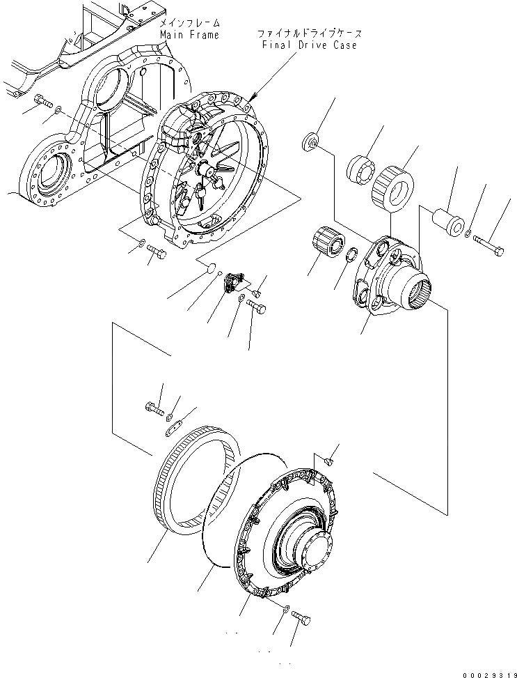 Схема запчастей Komatsu D85PX-15R - КОНЕЧНАЯ ПЕРЕДАЧА (НЕСУЩИЙ ЭЛЕМЕНТ И COVER) (ЛЕВ.)(№-) СИЛОВАЯ ПЕРЕДАЧА И КОНЕЧНАЯ ПЕРЕДАЧА