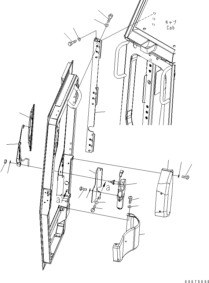 Схема запчастей Komatsu D85PX-15R - КАБИНА (ДВОРНИКИ ДВЕРИ) (ПРАВ.)(№-) КАБИНА ОПЕРАТОРА И СИСТЕМА УПРАВЛЕНИЯ