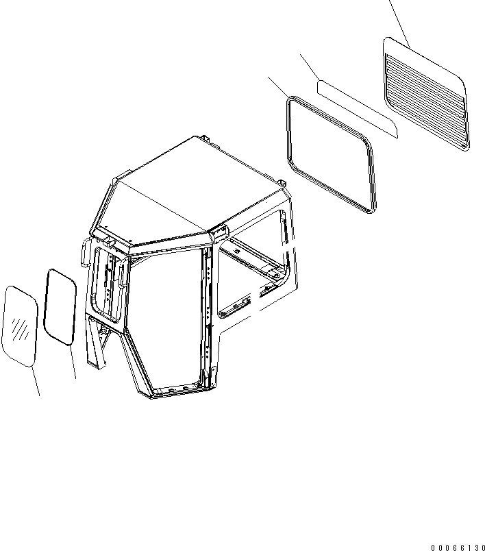 Схема запчастей Komatsu D85PX-15R - КАБИНА (ОКОНН. СТЕКЛА) (ЕС НОВ. NOISE ПОНИЖАЮЩ. ARRANGEMENT ПЕРВ.)(№-) КАБИНА ОПЕРАТОРА И СИСТЕМА УПРАВЛЕНИЯ