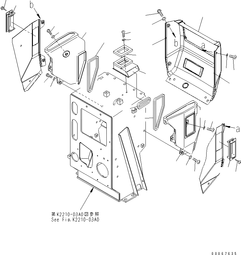 Схема запчастей Komatsu D85PX-15R - ПРИБОРНАЯ ПАНЕЛЬ (COVER)(№-) КАБИНА ОПЕРАТОРА И СИСТЕМА УПРАВЛЕНИЯ