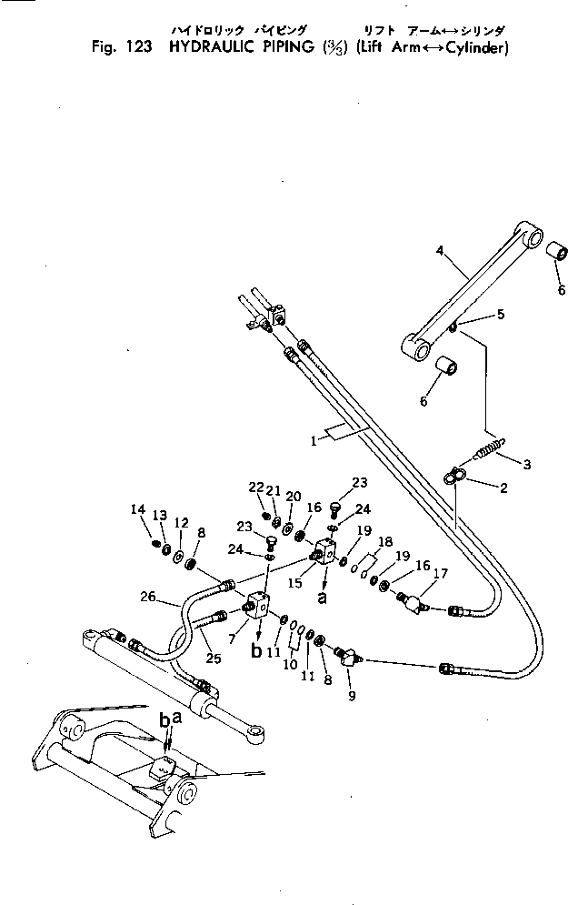 Схема запчастей Komatsu DBD041-1 - ГИДРОЛИНИЯ (/) (РУКОЯТЬ - ЦИЛИНДР)  РАЗГРУЗКА КОВШ