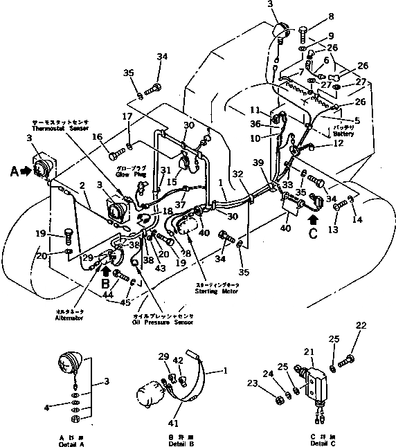 Схема запчастей Komatsu DDM020-5L - ЭЛЕКТРИКА (ДЛЯ TОБОД КОЛЕСАMING DOZER) КОМПОНЕНТЫ ДВИГАТЕЛЯ И ЭЛЕКТРИКА