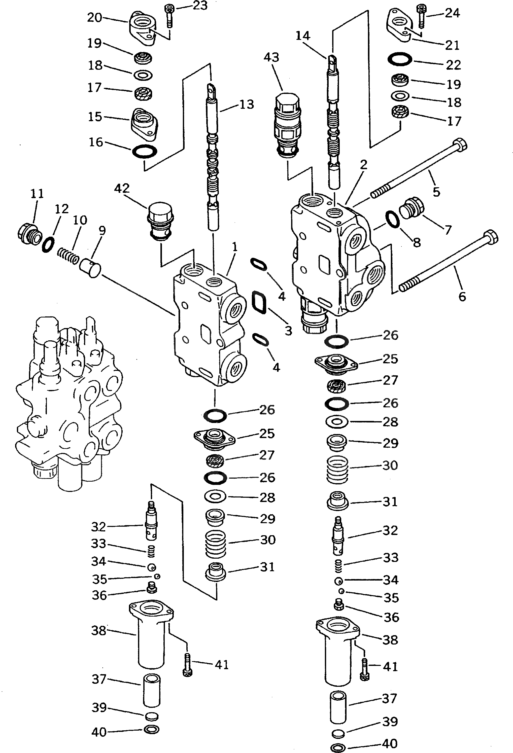 Схема запчастей Komatsu DNH031-3L - УПРАВЛЯЮЩ. КЛАПАН (4-Х СЕКЦИОНН.) (/) (ДЛЯ -POINT СЦЕПКА) ОСНОВН. КОМПОНЕНТЫ И РЕМКОМПЛЕКТЫ