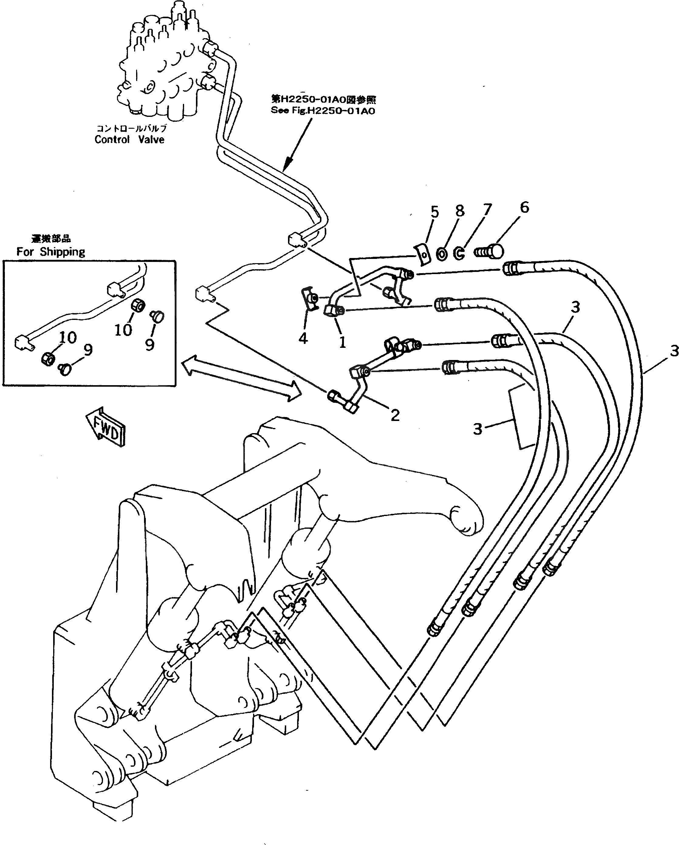 Схема запчастей Komatsu DNH031-3K-D - ГИДРОЛИНИЯ (КЛАПАН - ЦИЛИНДР) (ДЛЯ -POINT СЦЕПКА) РАБОЧЕЕ ОБОРУДОВАНИЕ