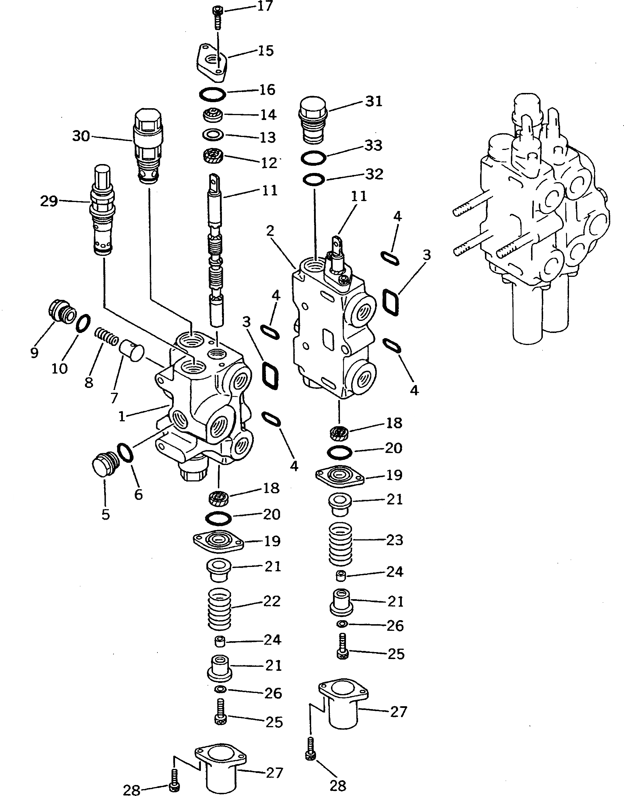 Схема запчастей Komatsu DNH031-3K-D - УПРАВЛЯЮЩ. КЛАПАН (4-Х СЕКЦИОНН.) (/) (ДЛЯ -POINT СЦЕПКА)(№-7) ОСНОВН. КОМПОНЕНТЫ И РЕМКОМПЛЕКТЫ
