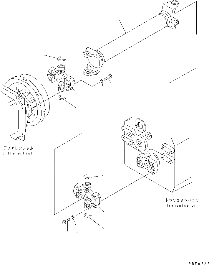 Схема запчастей Komatsu F6EC-1 - КАРДАНН. ВАЛ СИЛОВАЯ ПЕРЕДАЧА И ПЕРЕДНИЙ МОСТ