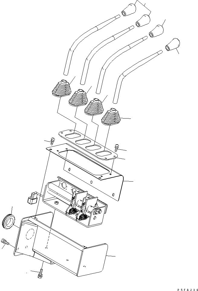 Схема запчастей Komatsu FB09MF-13MF-12-A - 4-Х СЕКЦИОНН. УПРАВЛЯЮЩ. КЛАПАН РЫЧАГ (ДЛЯ CONВЕНТИЛЯТОРIONAL РЫЧАГ (LAYOUT)) ГИДРАВЛИКА