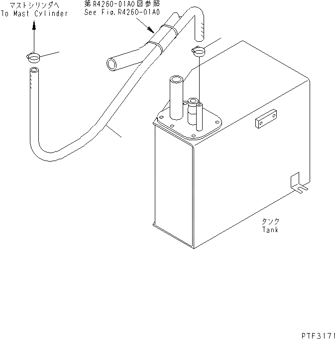 Схема запчастей Komatsu FB10 - ГИДРОЛИНИЯ (ГИДРОЦИЛИНДР ПОДЪЕМА - БАК) ГИДРАВЛИКА