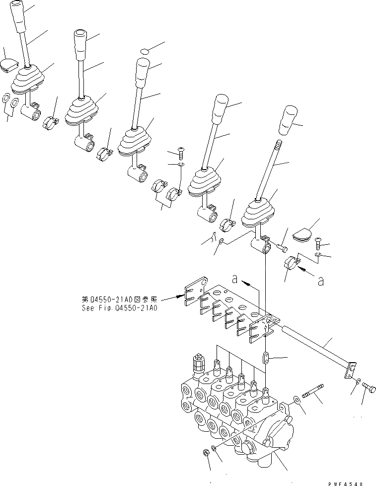 Схема запчастей Komatsu FB14-18RS-11 - 5-СЕКЦИОНН. УПРАВЛЯЮЩ. КЛАПАН РЫЧАГ (AALTR PATTERN) ГИДРАВЛИКА