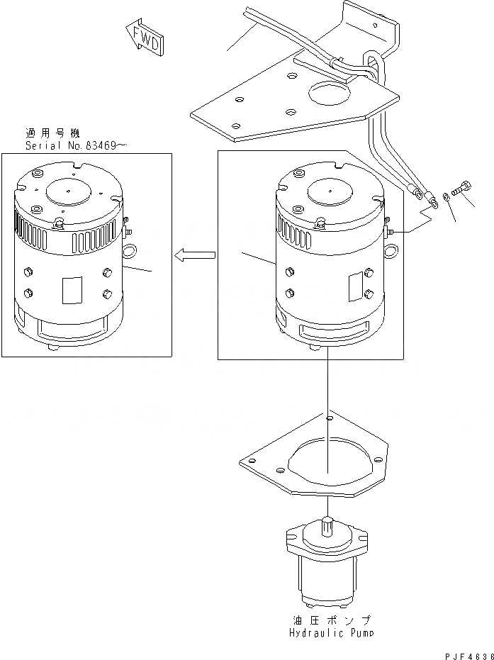 Схема запчастей Komatsu FB15 - НАСОС МОТОР (8V) МОТОР И ЭЛЕМЕНТЫ КРЕПЛЕНИЯ