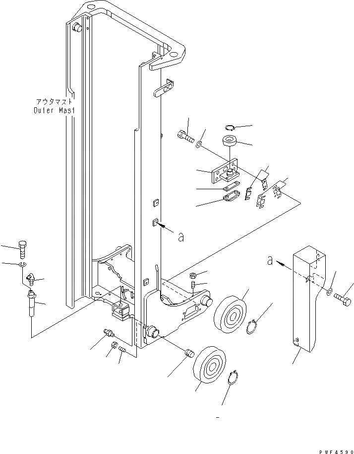 Схема запчастей Komatsu FB15 - МАЧТА (ПОЛН. FREE МАЧТА) (РОЛИК) (ДЛЯ .M - .M МАЧТА) (С ХОЛОДН.) (EXCEPT FB/8RJW) (/) МАЧТА