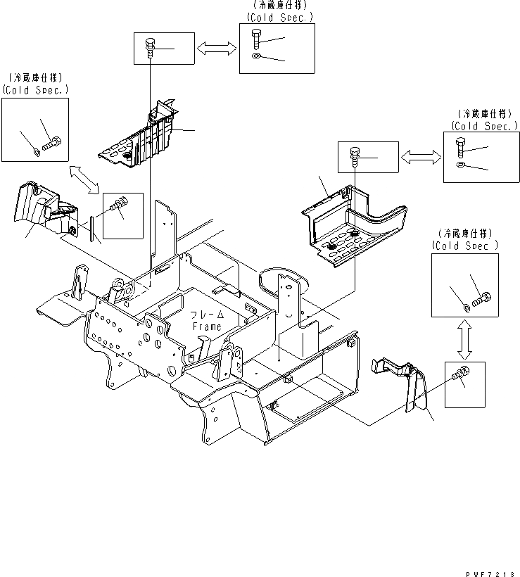 Схема запчастей Komatsu FB15 - СТУПЕНИ И ЦИЛИНДР ПЕРЕКОСА COVER ЧАСТИ КОРПУСА И КАБИНА ОПЕРАТОРА