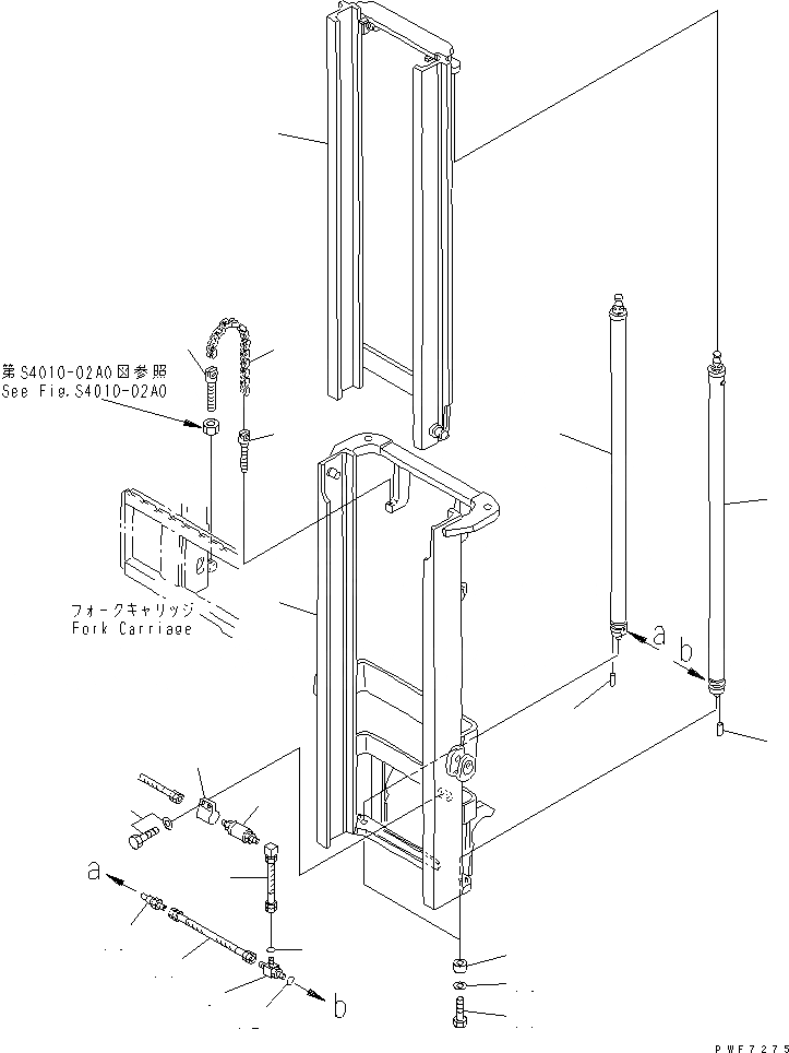 Схема запчастей Komatsu FB15 - ДЛЯ FV МАЧТА (/) (МАЧТА И ГИДРОЦИЛИНДР ПОДЪЕМА) (ДЛЯ .M - .M) МАЧТА