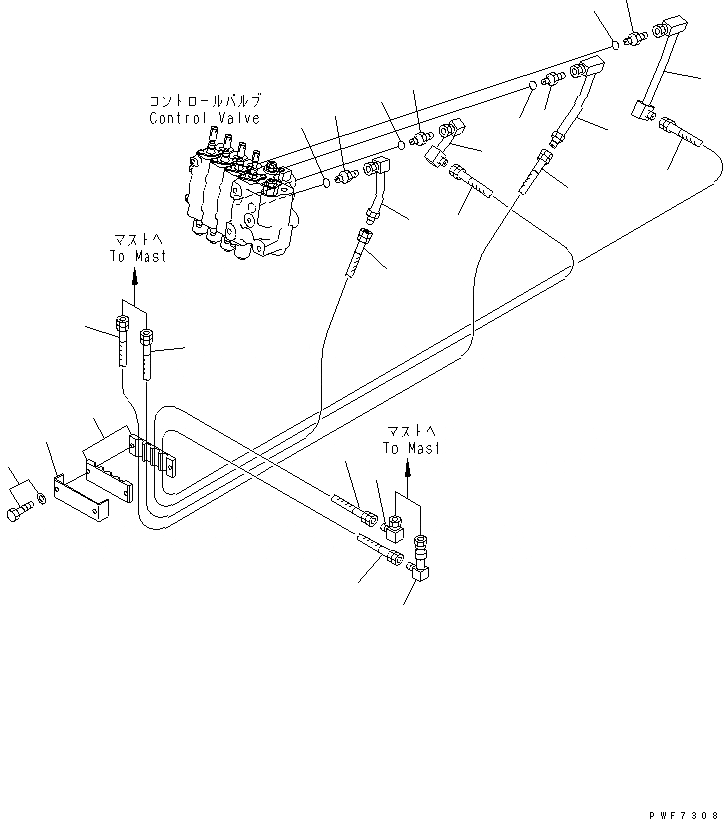 Схема запчастей Komatsu FB15 - ПРИБОРНАЯ ПАНЕЛЬ ТРУБЫ (ДЛЯ 4-Х СЕКЦИОНН. УПРАВЛЯЮЩ. КЛАПАН FV МАЧТА) РАБОЧЕЕ ОБОРУДОВАНИЕ