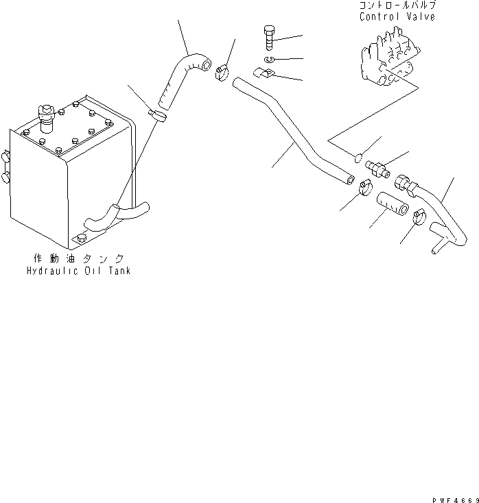 Схема запчастей Komatsu FB15 - ГИДРОЛИНИЯ (УПРАВЛЯЮЩ. КЛАПАН - БАК) ГИДРАВЛИКА