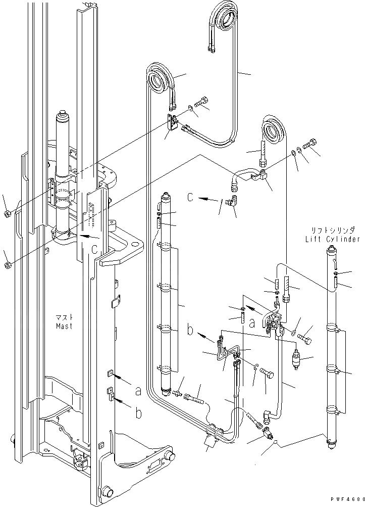 Схема запчастей Komatsu FB15 - МАЧТА (FREE VIEW ТРОЙН. МАЧТА ТРУБЫ) (ДЛЯ .M - .M МАЧТА) (С ХОЛОДН.) (/) МАЧТА