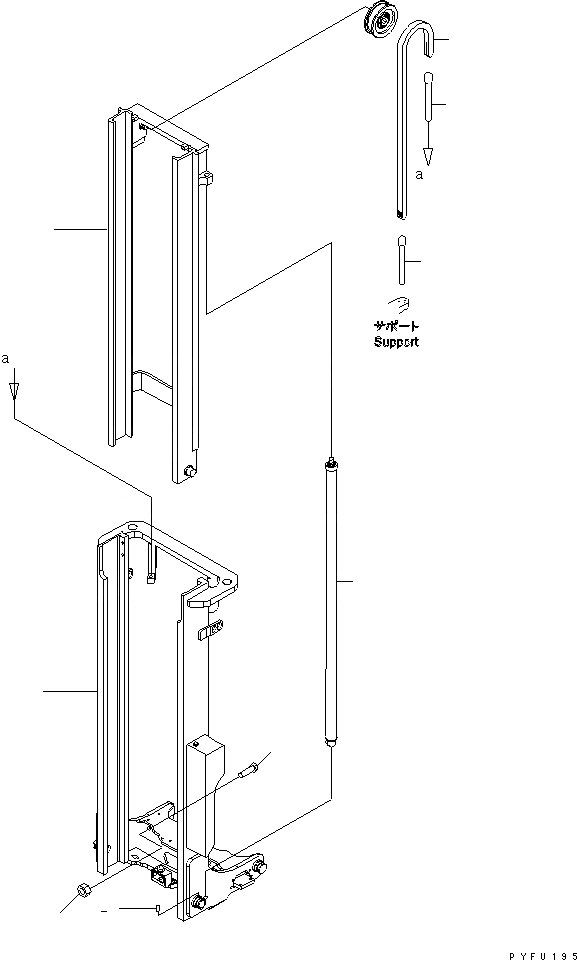 Схема запчастей Komatsu FB18RL-14 - МАЧТА (FV МАЧТА И ГИДРОЦИЛИНДР ПОДЪЕМА) (ДЛЯ .M МАЧТА) (С ХОЛОДН.) (/) МАЧТА
