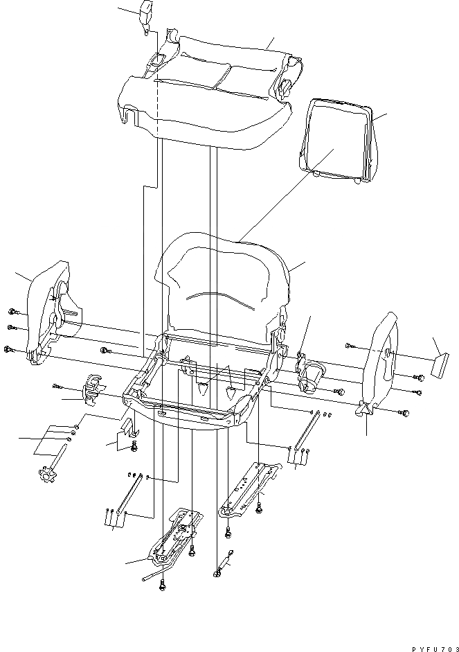 Схема запчастей Komatsu FB20AHB-12 - СИДЕНЬЕ ОПЕРАТОРА (ВНУТР. ЧАСТИ) ЧАСТИ КОРПУСА И КАБИНА ОПЕРАТОРА