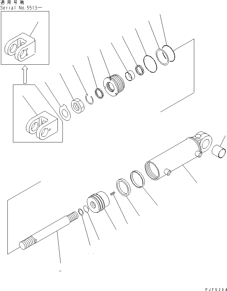 Схема запчастей Komatsu FD115-6-DM - ЦИЛИНДР ПЕРЕКОСА (Я/Я) (ВНУТР. ЧАСТИ)(№7-) ГИДРАВЛИКА