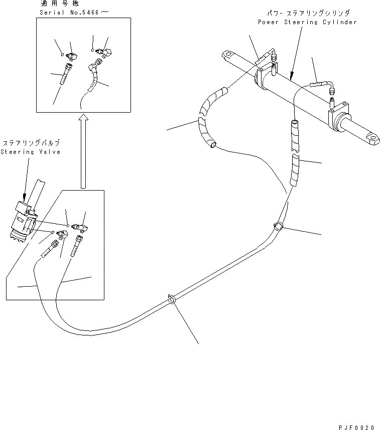 Схема запчастей Komatsu FD115-6-DM - ГИДРОЛИНИЯ (POWER ЛИНИЯ ЦИЛИНДРА РУЛЕВ. УПР-Я)(№-8) ГИДРАВЛИКА