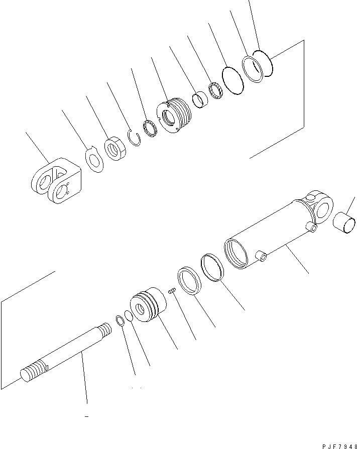 Схема запчастей Komatsu FD115-7 - ЦИЛИНДР ПЕРЕКОСА (Я/Я) (ВНУТР. ЧАСТИ)(№887-) ГИДРАВЛИКА