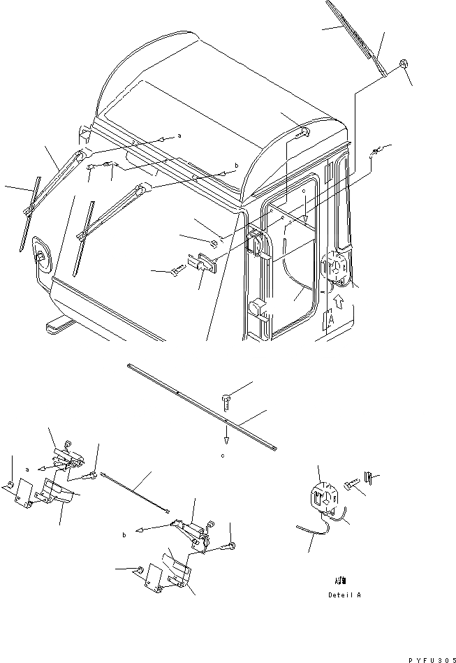Схема запчастей Komatsu FD150E-7-OP - СТАЛЬНАЯ КАБИНАIN ВНУТР. ЧАСТИ (ДЛЯNT И ЗАДН. ДВОРНИКИ) ЧАСТИ КОРПУСА И КАБИНА ОПЕРАТОРА