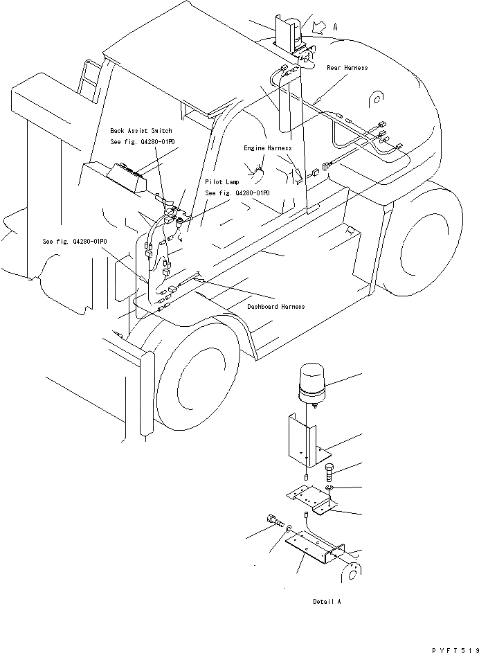 Схема запчастей Komatsu FD160E-7 - ПРОБЛЕСК. МАЯК (С BACK ASSIST ОСВЕЩЕНИЕ) ЭЛЕКТРИКА