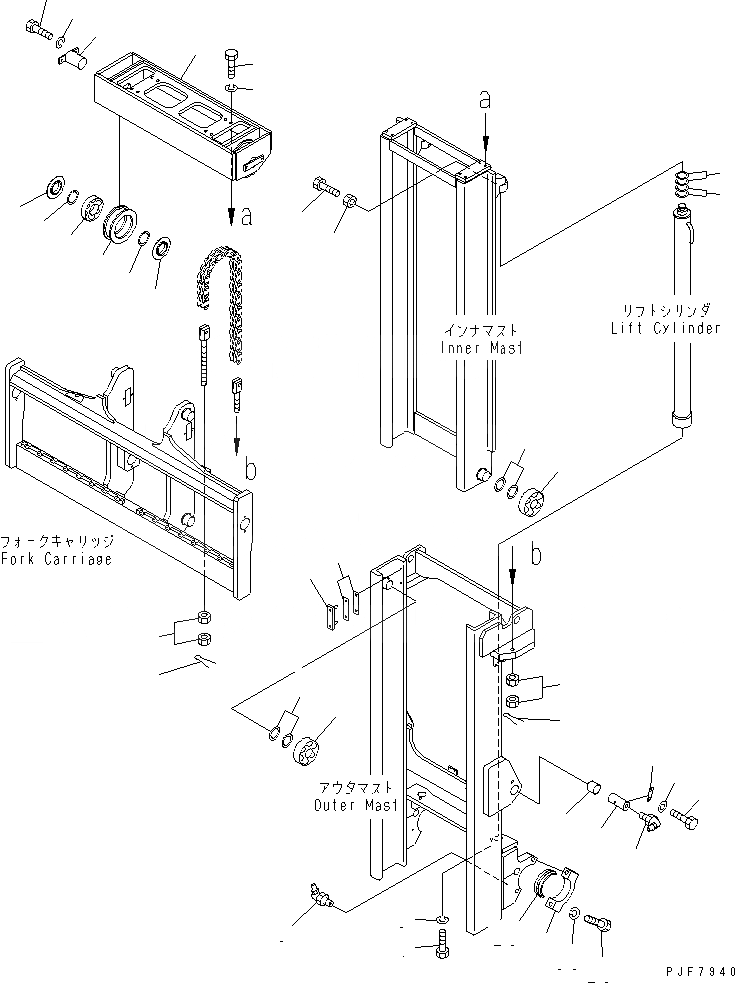 Схема запчастей Komatsu FD160E-7 - МАЧТА (/) (COMMOM ЧАСТИ) МАЧТА И СТРЕЛА